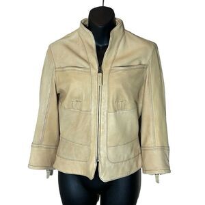 Peruvian connection butter leather jacket zip up detailed 4 soft quiet luxury